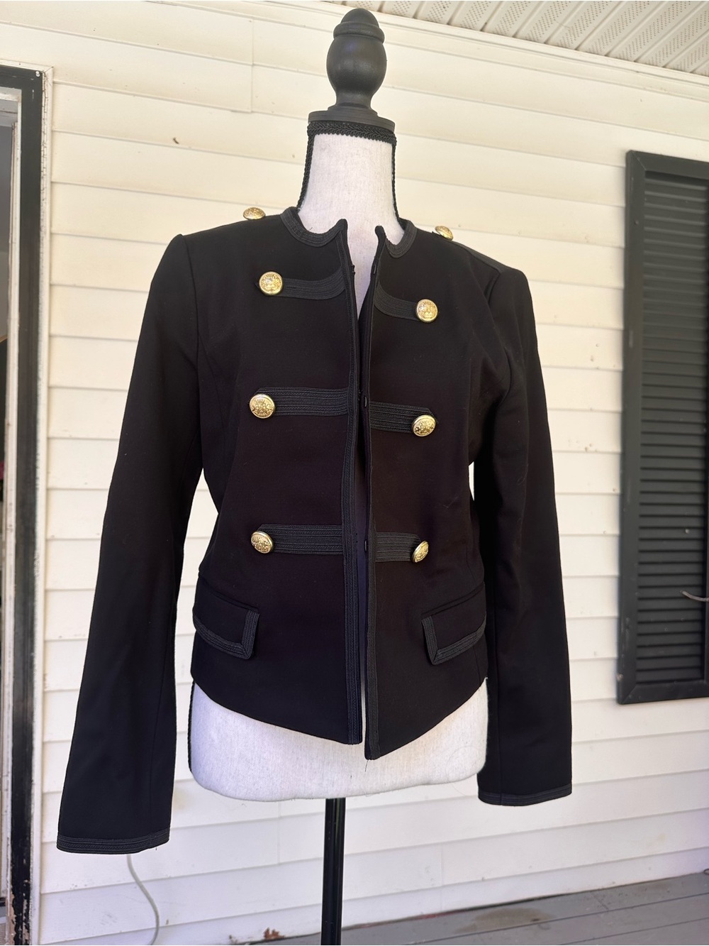 Express - Women’s, Military, Blazer, Jacket, Black, Gold Detail, Drummer, Size M